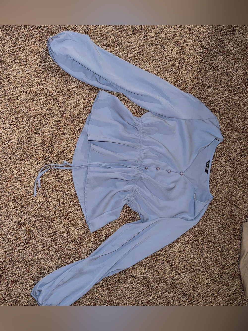 SHEIN Light Blue Peplum Button-Front Blouse